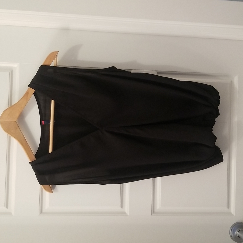 Black sheer open slit front top